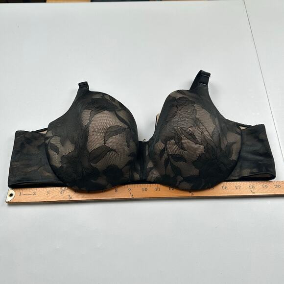 Cacique Bra Women 48C Black Lace Lightly Lined Balconette Adjustable Straps Sexy - Picture 9 of 11
